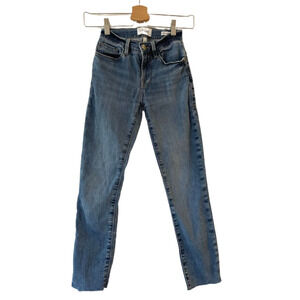 FRAME Le Skinny De Jeanne Crop Raw Edge Jeans